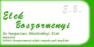 elek boszormenyi business card