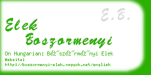 elek boszormenyi business card